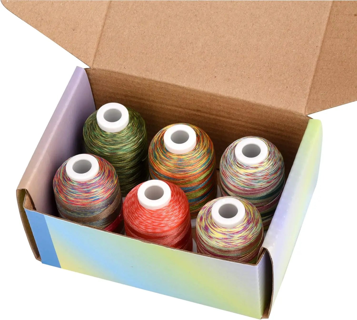 Simthread - Filo da ricamo in poliestere a 6 colori, variegato, 1100 iarde (1000 m), per macchine da ricamo e da cucire