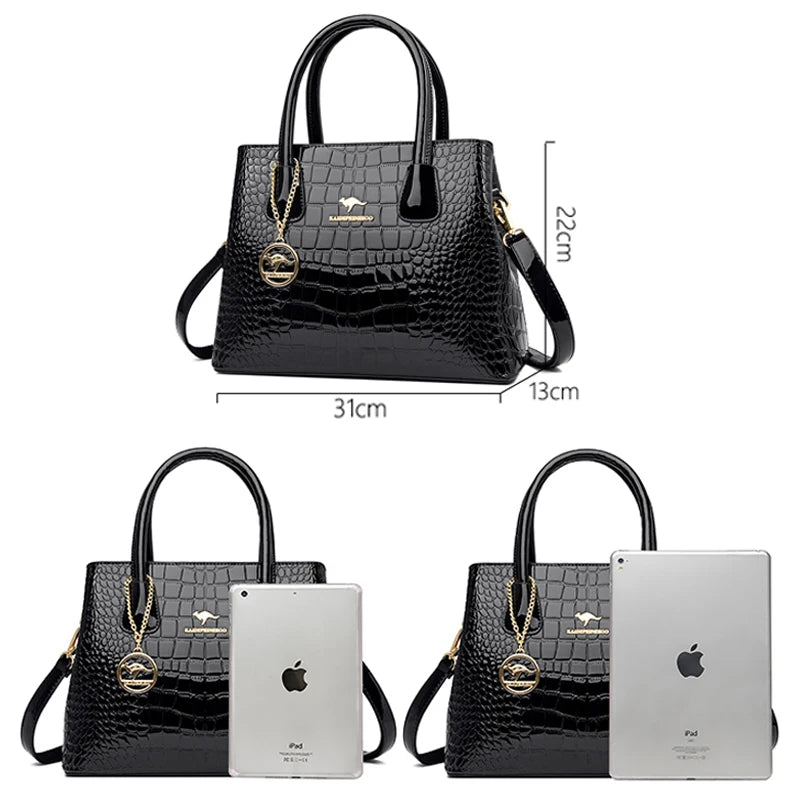 2024 Luxury Designer Handbag Brand Ladies Crocodile Patterned Patent Leather Tote Bag Crossbody Shoulder Bags For Women Bolsos