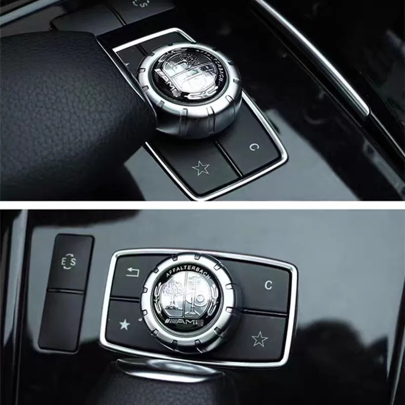 29mm Aluminum Car Multimedia Knob Badge Stickers DMTANZST for Mercedes-benz AMG W203 CLA CLS W212 W213 W176 Interior Mouldings