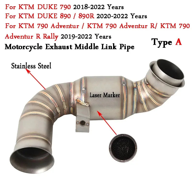 Slip On Motorcycle Exhaust Middle Link Pipe Escape Moto Muffler For KTM DUKE 790 890 Adventure R Rally KTM790 KTM890 2018-2022
