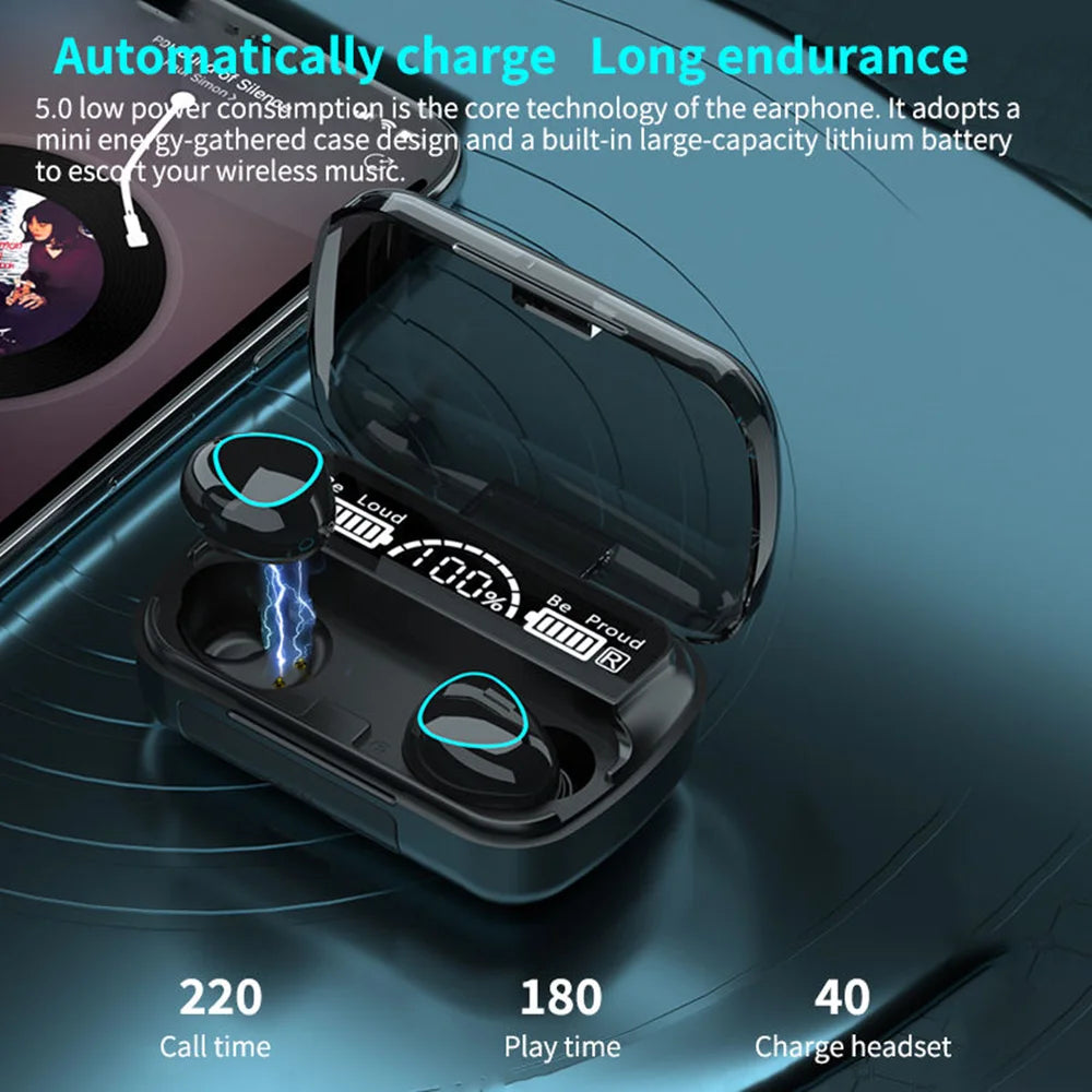 Auricolari M10 Nuovi Arrivi Cuffie Wireless Auricolari di Alta Qualità Suono Perfetto Sport Giochi Musica Cuffie BT con Power Bank