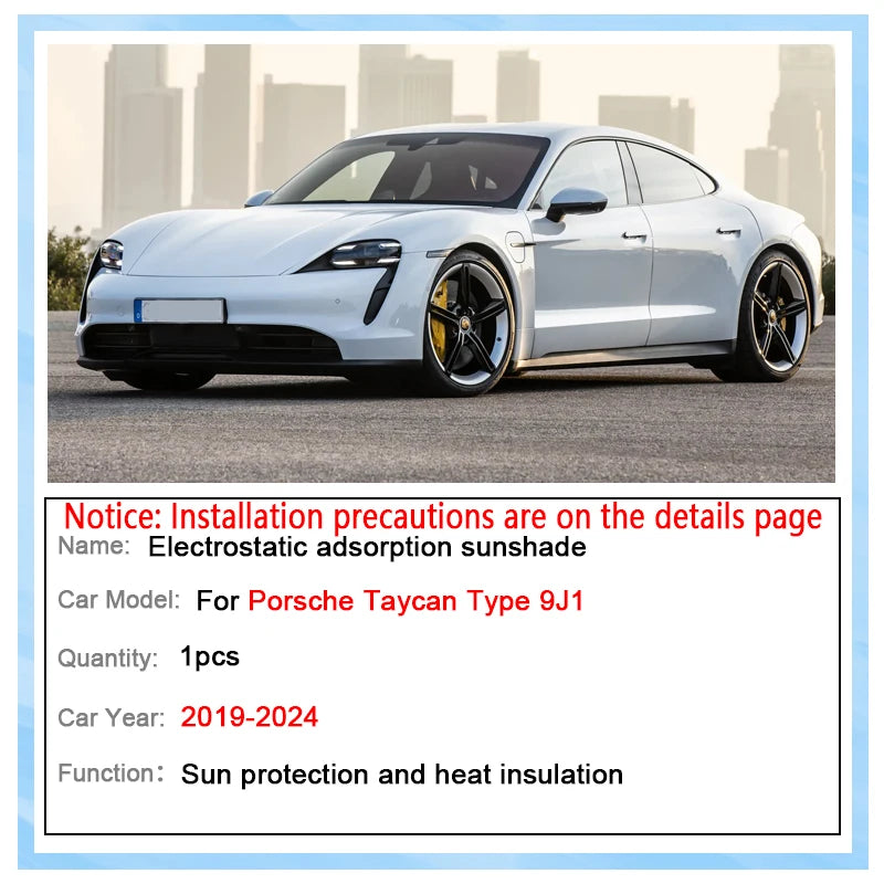 For Porsche Taycan Type 9J1 2019-2024 2022 Car Electrostatic Suede Silicone Sunshade Glass Sun Shade Protection Sunroof Cover