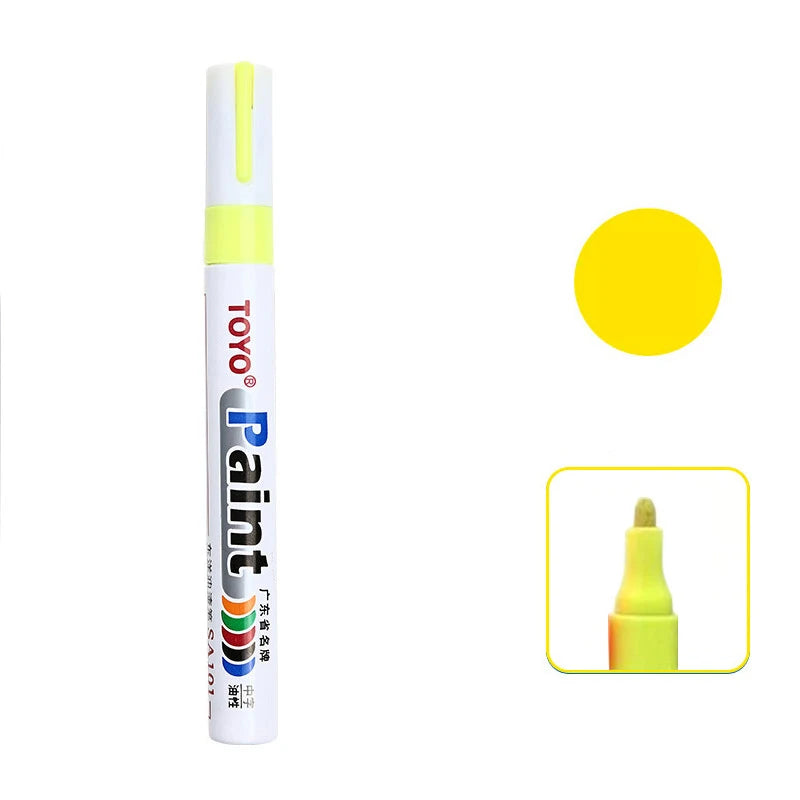 White Waterproof Cars Wheel Tire Oily Mark Pen Auto Rubber Tyre Paint Pen Cd Metal Permanent Paint Marker Graffiti Touch Up