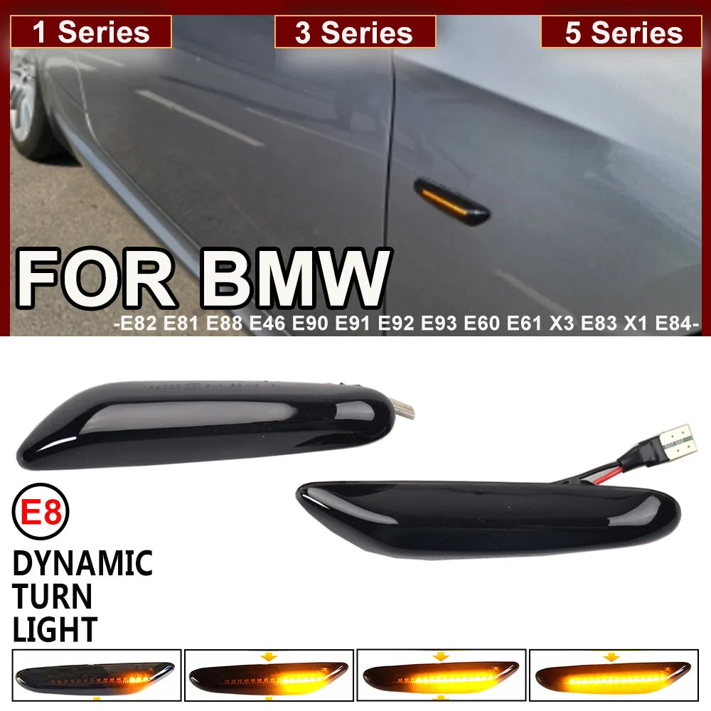 Dynamic LED Turn Signal Light Side Marker For BMW E60 E61 E90 E91 E87 E81 E83 E84 E88 E92 E93 E82 E46 1 3 5 Series X1 X3 2004