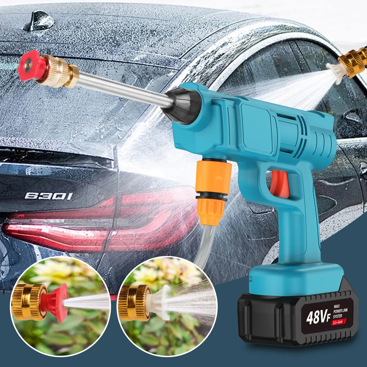 200Bar Elektrische Hogedrukreiniger Spuitpistool 2500W Draadloze Autoreiniger Tuin Gereedschap Voor Makita 21V Accu