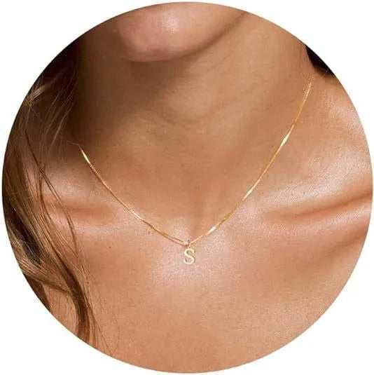 Collana con pendente in acciaio inossidabile placcato oro con lettere dell'alfabeto dalla A alla Z per donna, collane con iniziale a catena e girocollo, gioielli