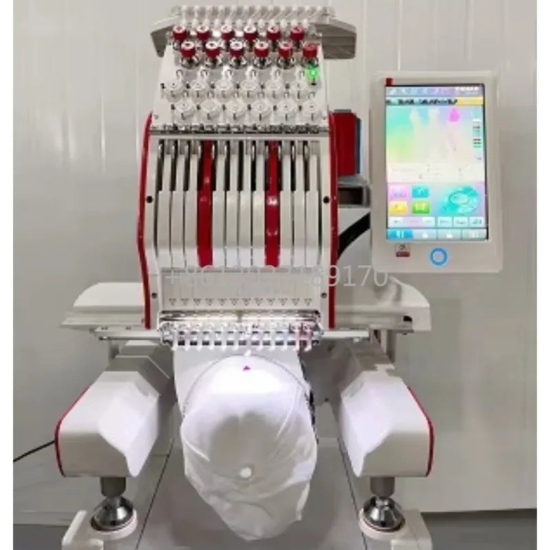 Macchina da ricamo Mini Monotesta 15 aghi Multifunzione per magliette, cappellini, capi piatti Operazione computerizzata