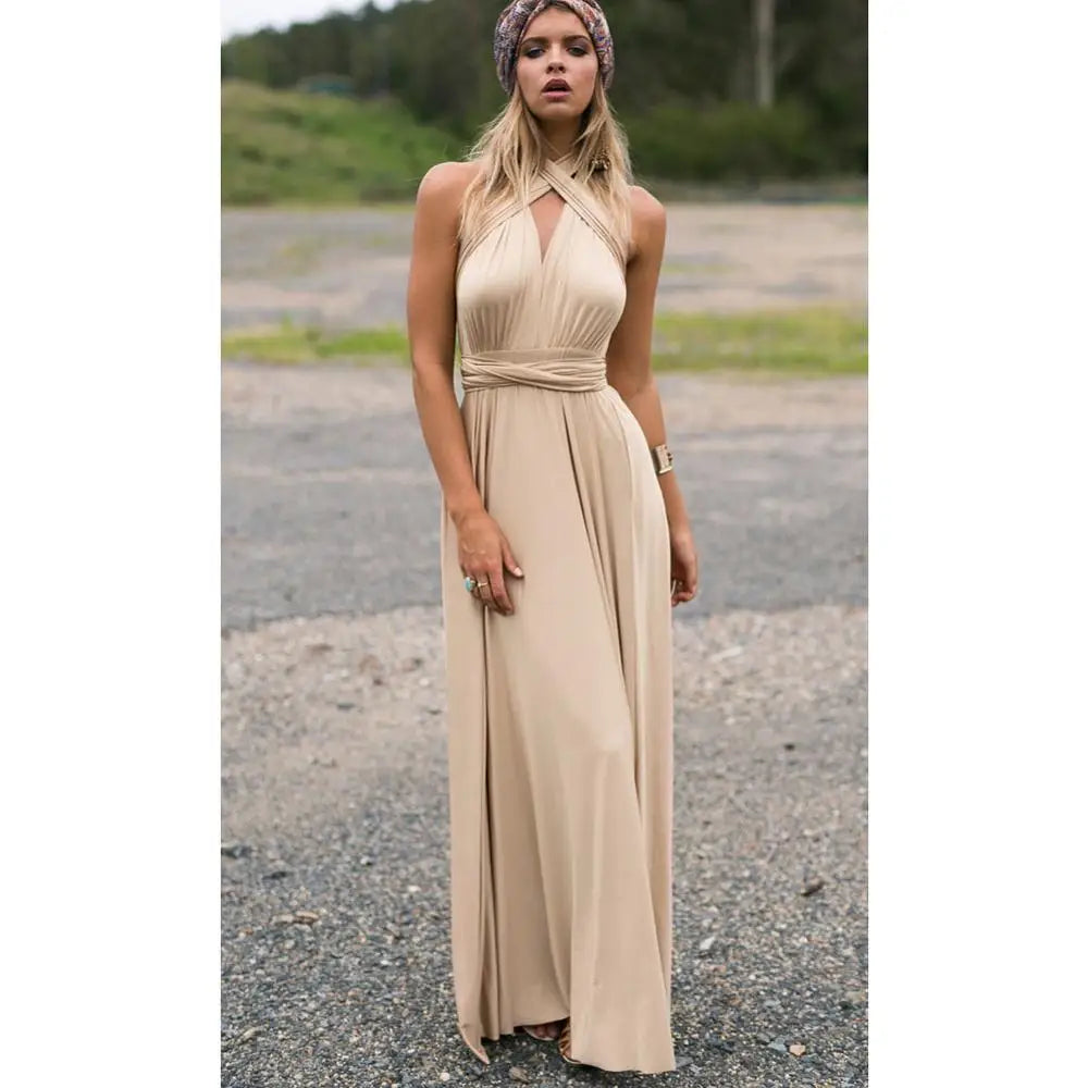 Sexy Vrouwen Multiway Wrap Convertible Boho Maxi Club Rode Bandage Lange Jurk Feest Bruidsmeisje Infinity Robe Longue Femme