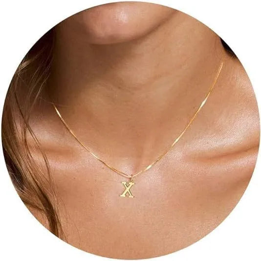 Collana con pendente in acciaio inossidabile placcato oro con lettere dell'alfabeto dalla A alla Z per donna, collane con iniziale a catena e girocollo, gioielli