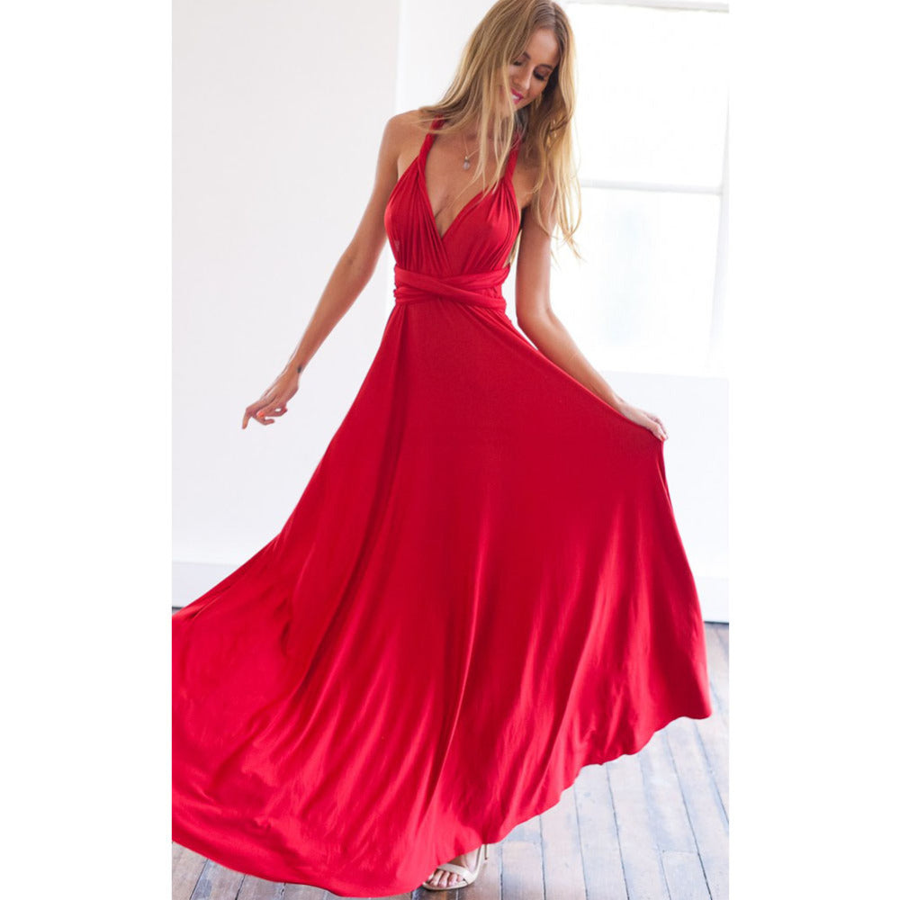 Sexy Vrouwen Multiway Wrap Convertible Boho Maxi Club Rode Bandage Lange Jurk Feest Bruidsmeisje Infinity Robe Longue Femme