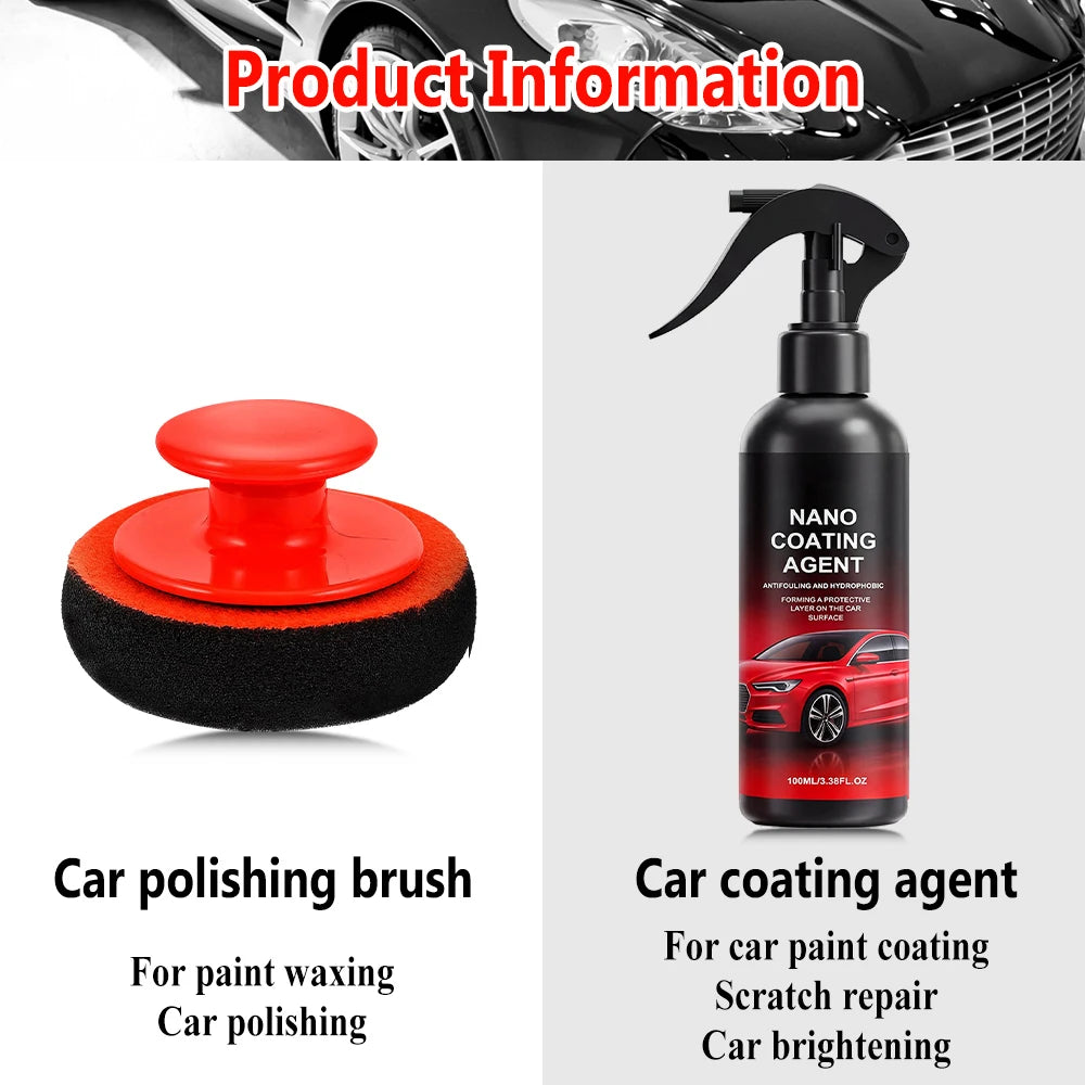 Universal Auto Graphene Nano Ceramic Coating Complete Kit, Professional Car Paint Polishing Brush, Ultra Shiny Finish, Long Last