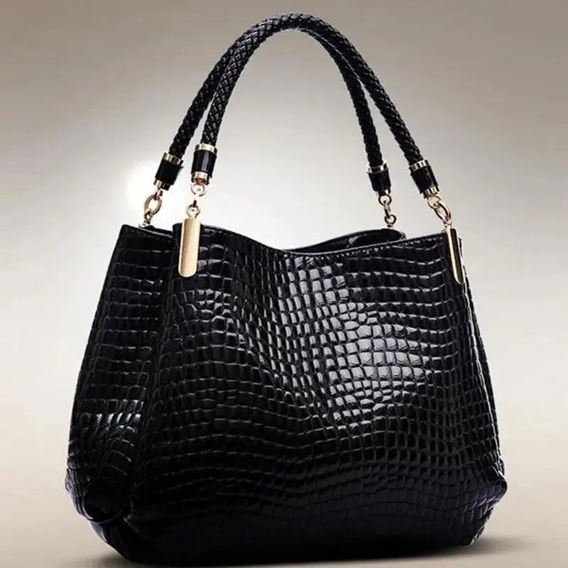 Borsa da donna Tote di grande capacità Borsa a tracolla da donna per pendolarismo quotidiano Borsa a mano con stampa coccodrillo effetto lucido Shopping