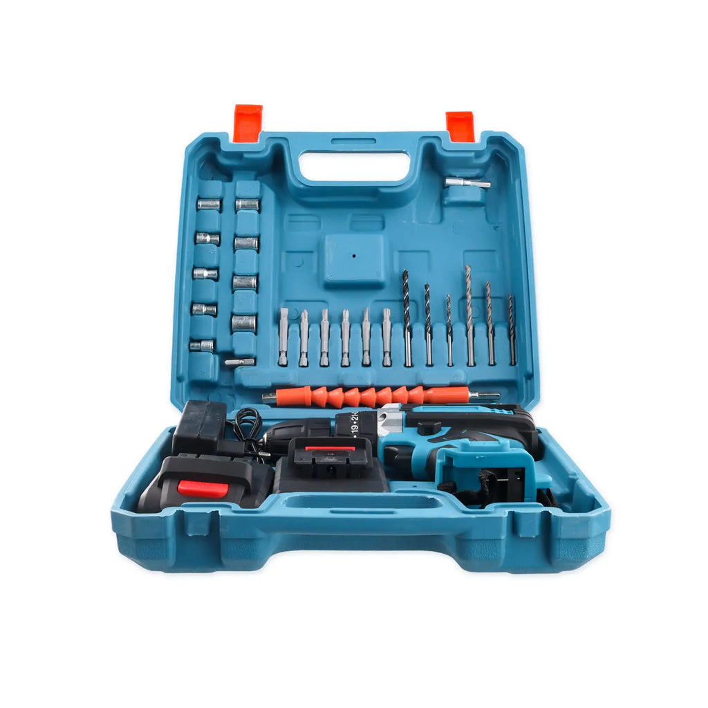 Trapano Avvitatore a Batteria 21V con Funzione a Percussione, Tassellatore Rotante, Trapano a Percussione a 2 Velocità, Set Avvitatore Elettrico con 2 Batterie