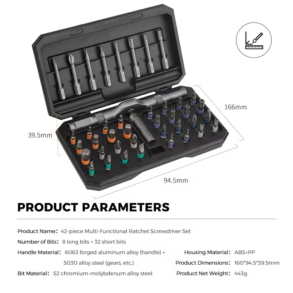 Set di cacciaviti a cricchetto magnetici senza fili 42 in 1 portatile mini maniglia kit di attrezzi di precisione per la riparazione domestica