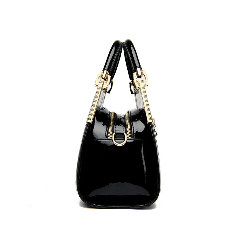 Borsa a tracolla da donna in pelle verniciata di alta qualità a tre strati Borsa a tracolla di lusso firmata casual Borsa a mano di grande capacità