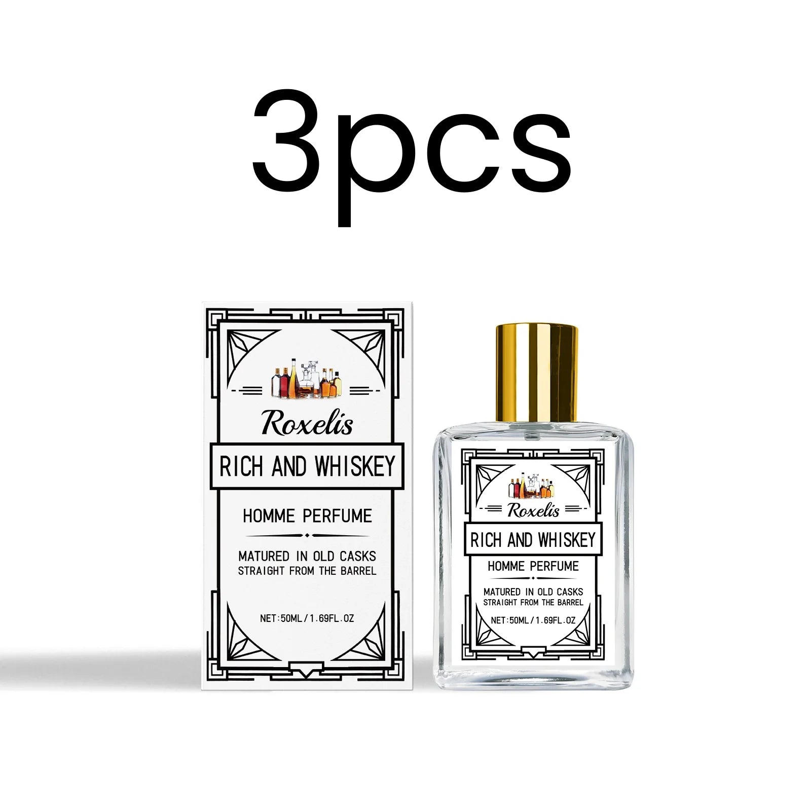Roxelis Whisky Geur Parfum Straal Elegantie Uit Langdurige Charme Geeft Zelfvertrouwen Lichte Geur Niveau Geurspray voor Mannen 50ml