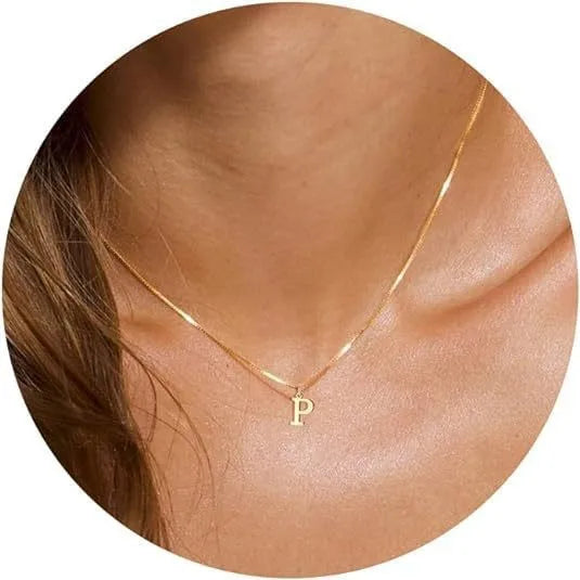 Collana con pendente in acciaio inossidabile placcato oro con lettere dell'alfabeto dalla A alla Z per donna, collane con iniziale a catena e girocollo, gioielli