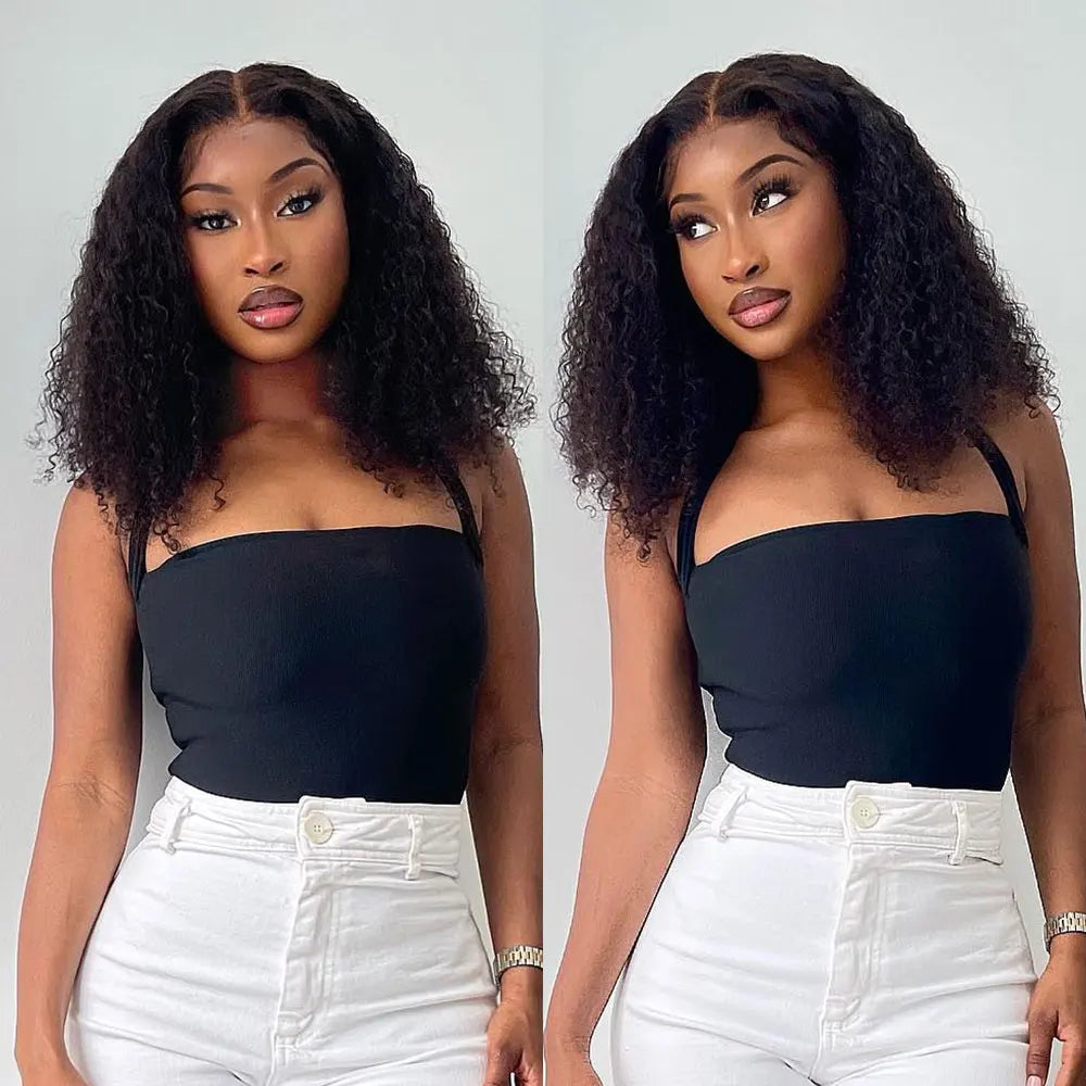 Parrucche Bob 13x6 Ondulate Pretagliate Senza Colla, Parrucche Glueless 7x5 Ricce in Capelli Veri Pronte da Indossare, Parrucche Frontali in Pizzo Pre-epilate per Donne