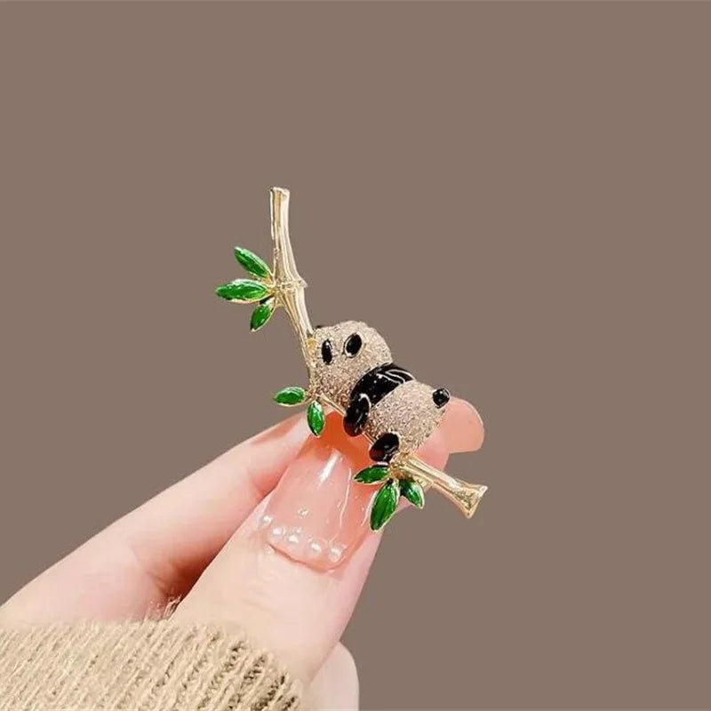Spille coreane in strass, rosa e perle per donna, con tulipano, spiga di grano, bambù, panda, in zircone, da abbinare a giacche e cappotti femminili