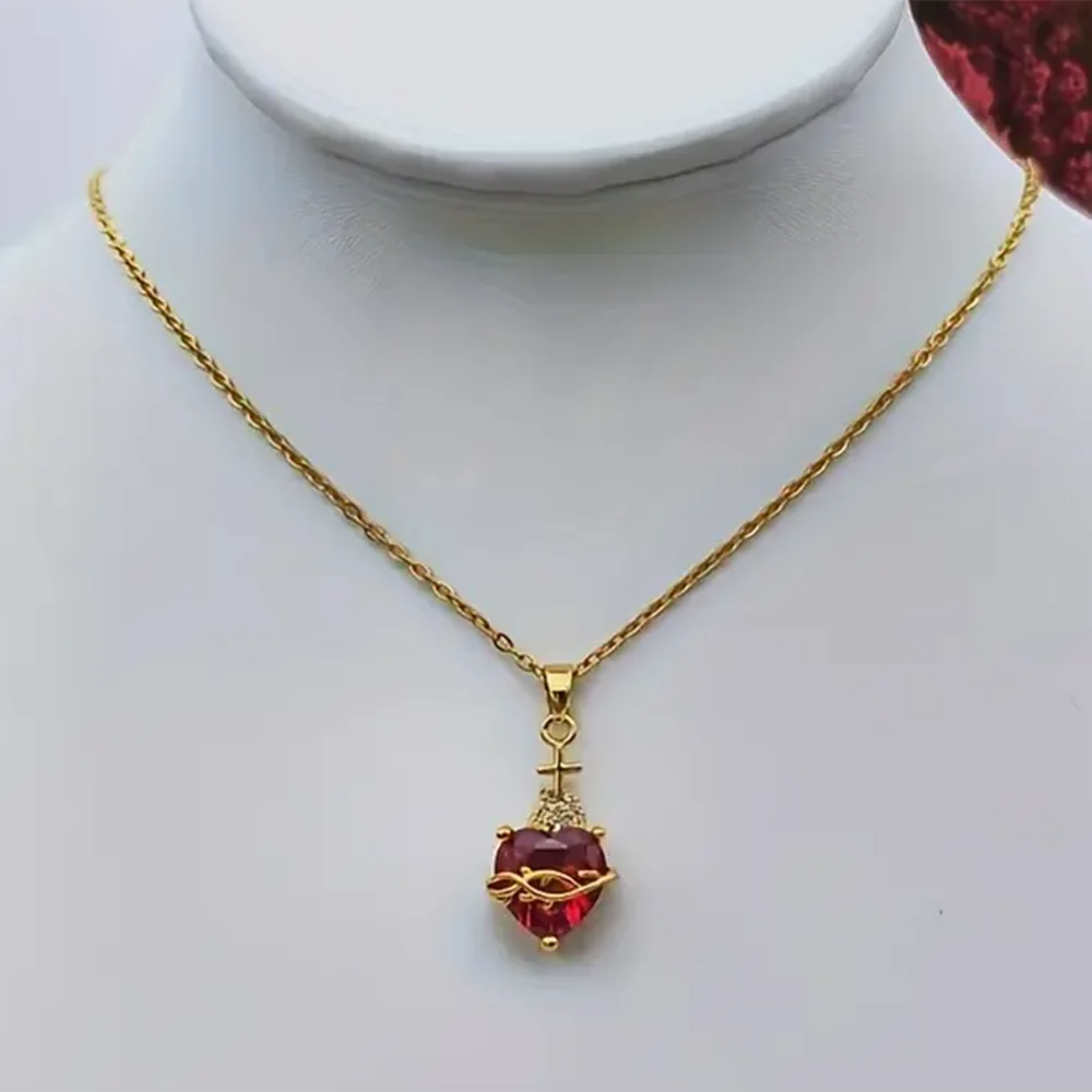 Collana con cuore romantico da sposa con zirconi cubici per donna, elegante, graziosa, color oro, in acciaio inossidabile, gioielli, regalo di compleanno