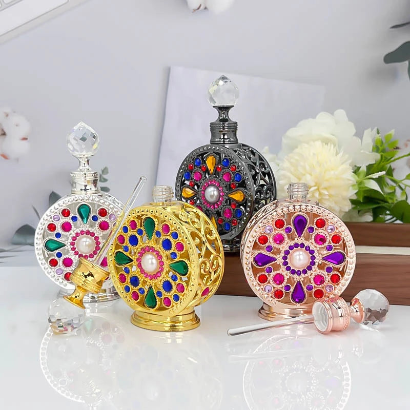 12ML Parfumflesje Metaal Leeg Flesje Essentiële Olie Parfum Dispenser Glazen Fles Luxe Geschenken Reizen Draagbaar Parfumflesje
