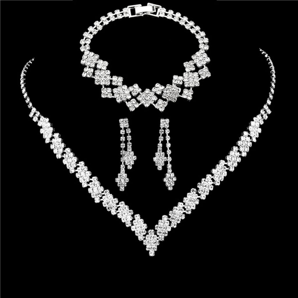 Orecchini pendenti con nappe pieghevoli in strass placcati argento alla moda, collana, regalo di gioielli da sposa, stile alla moda