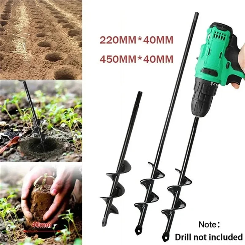 Punta per trapano a spirale per fioriere, punta per trapano per piantare fiori, taglierina per fori di terra, strumento per scavare, accessori per attrezzi da giardino