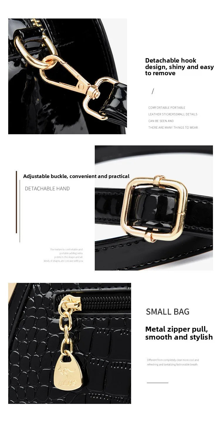 Borsa a tracolla alla moda da donna con motivo coccodrillo, per lavoro, pendolarismo, grande a conchiglia, apertura con cerniera, guscio rigido