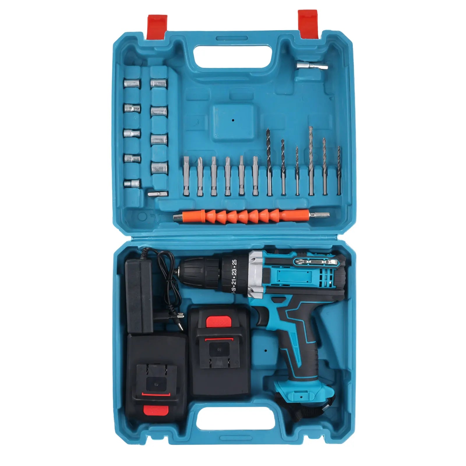 Trapano Avvitatore a Batteria 21V con Funzione a Percussione, Tassellatore Rotante, Trapano a Percussione a 2 Velocità, Set Avvitatore Elettrico con 2 Batterie