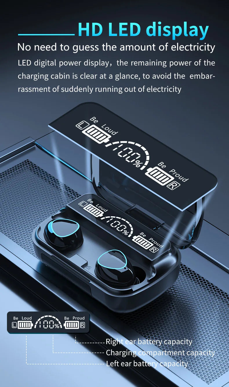 Auricolari M10 Nuovi Arrivi Cuffie Wireless Auricolari di Alta Qualità Suono Perfetto Sport Giochi Musica Cuffie BT con Power Bank