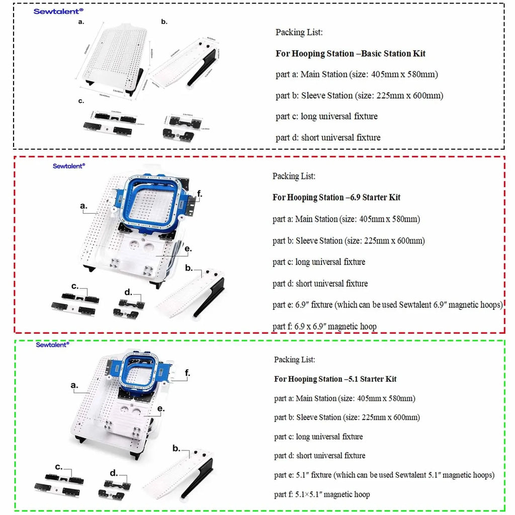 Macchina da ricamo Janome MB4/4S/4SE MB7/7E ed Elna 940/970 con kit di telai Sewtalent Mighty Hoop e piano di intelaiatura