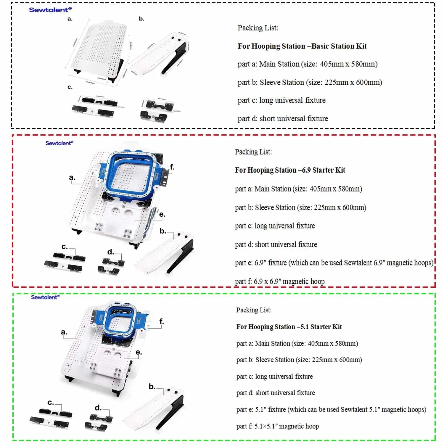 Macchina da ricamo Janome MB4/4S/4SE MB7/7E ed Elna 940/970 con kit di telai Sewtalent Mighty Hoop e piano di intelaiatura
