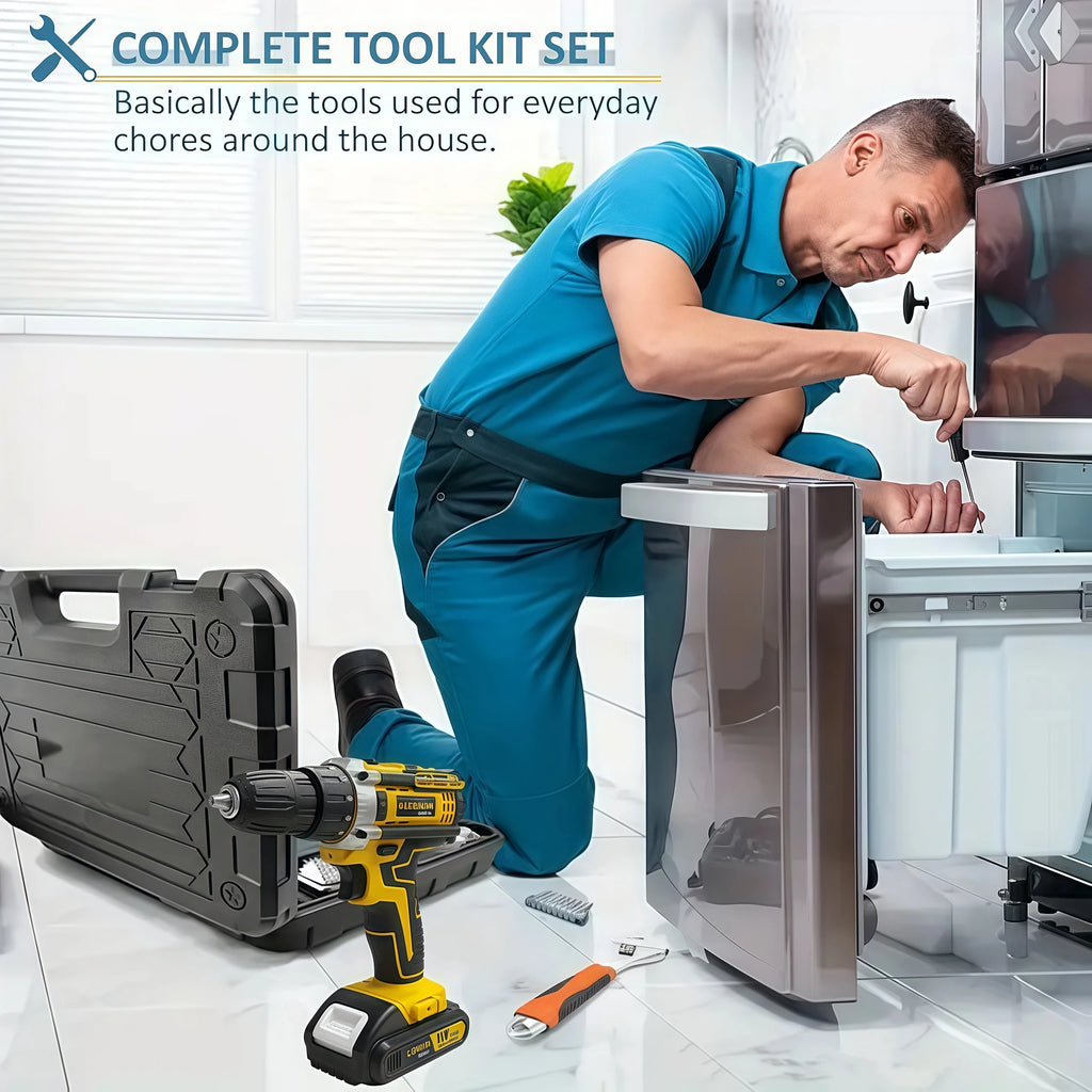Cacciavite a batteria al litio, cacciavite elettrico, trapano elettrico, trapano a percussione elettrico, set combinato, kit fai da te