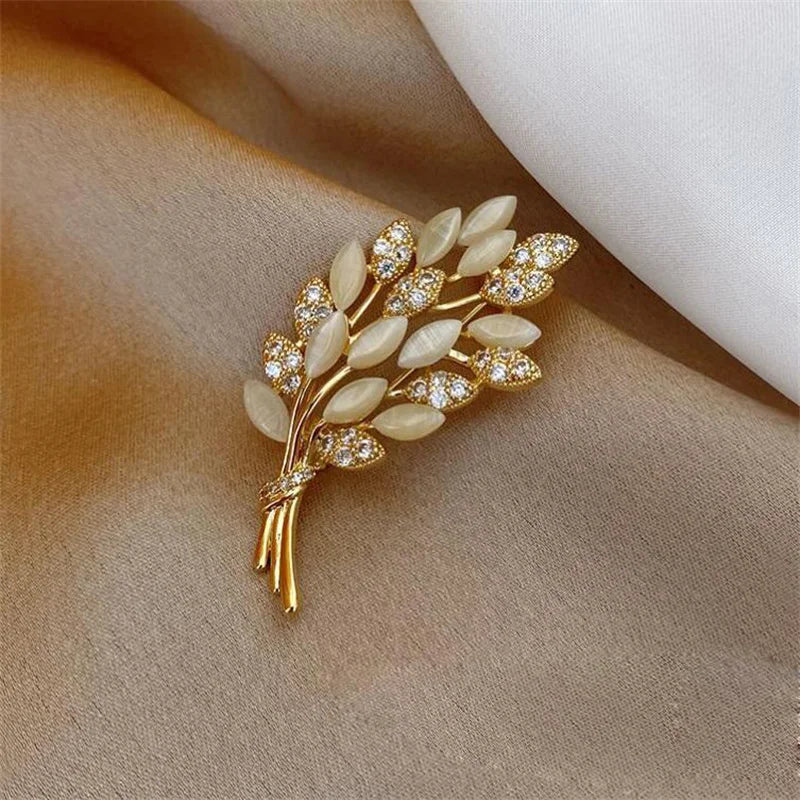 Spille coreane in strass, rosa e perle per donna, con tulipano, spiga di grano, bambù, panda, in zircone, da abbinare a giacche e cappotti femminili