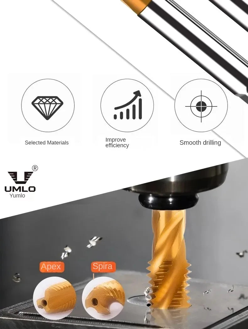 Titantium gecoate spiraaltap extrusietap puntentap m2m2.5m3m4m5m6m8m10m12m14m16m18m20m22m24