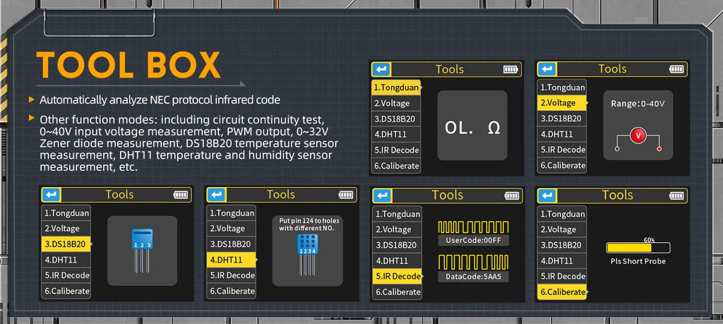 FNIRSI Nuovo DSO-TC4 DSO-TC3 Oscilloscopio Digitale Portatile 3 in 1 Tester Transistor Generatore di Segnale Strumenti di Test Elettronici Portatili