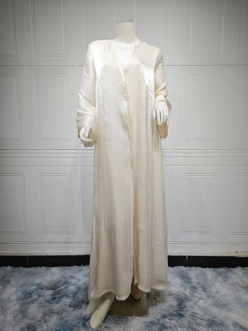 Eid Zijdeachtige Abaya's voor Vrouwen Moslim Jalabiya Ramadan Jurk met Knopen Mouwen Ramadan Kaftan Feestjurken Vestido Largo Cardigan