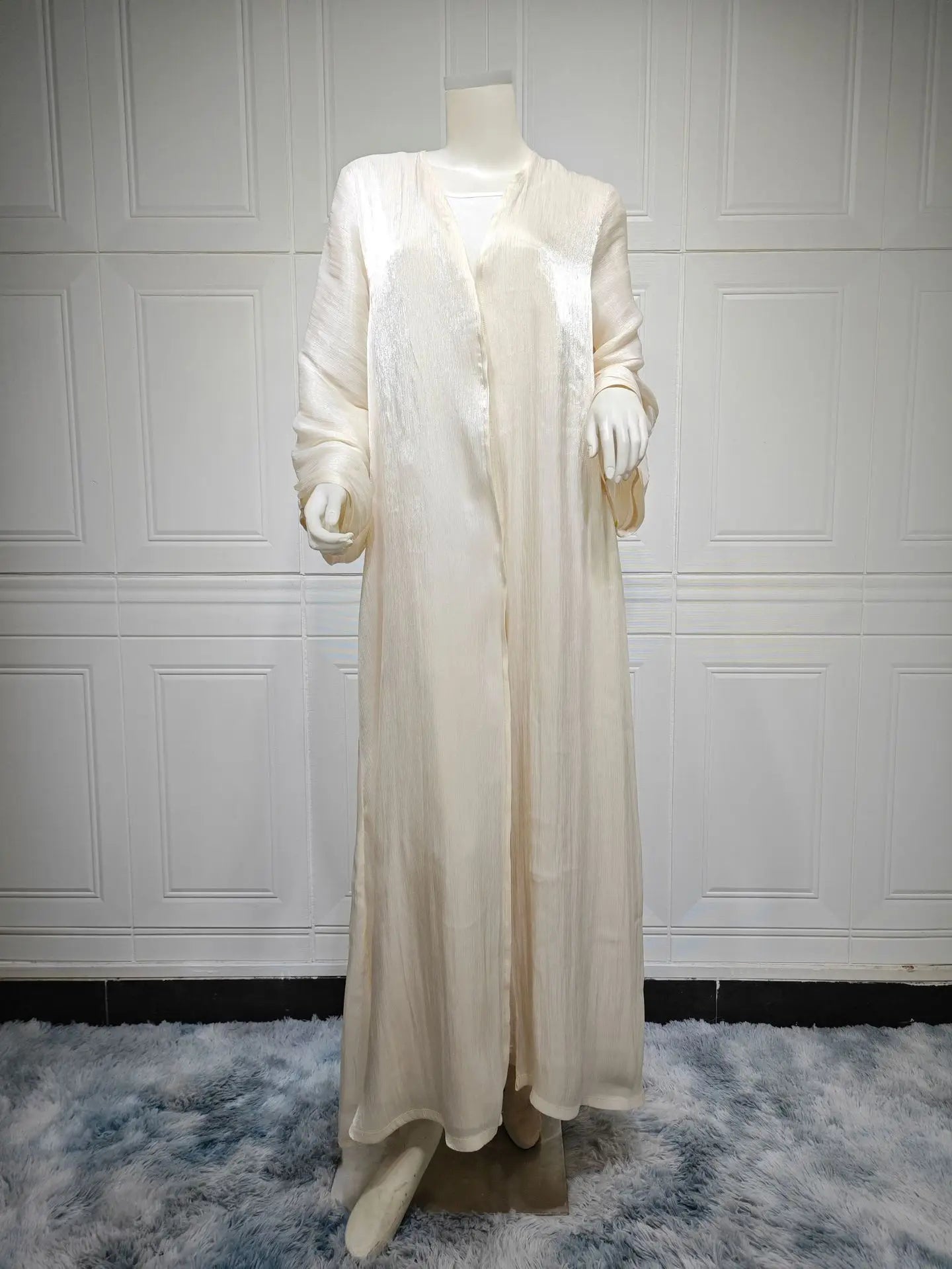 Eid Zijdeachtige Abaya's voor Vrouwen Moslim Jalabiya Ramadan Jurk met Knopen Mouwen Ramadan Kaftan Feestjurken Vestido Largo Cardigan