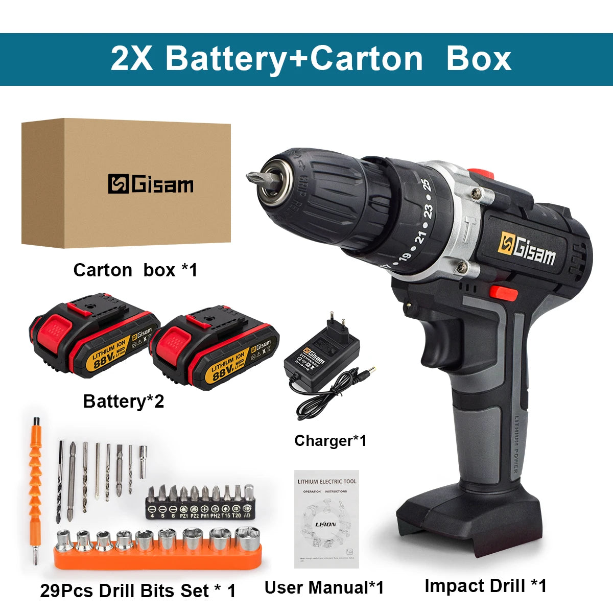 Trapano a percussione senza fili da 21V Avvitatore elettrico Trapano a percussione elettrico Mini trapano a mano senza fili Utensili elettrici con batteria agli ioni di litio