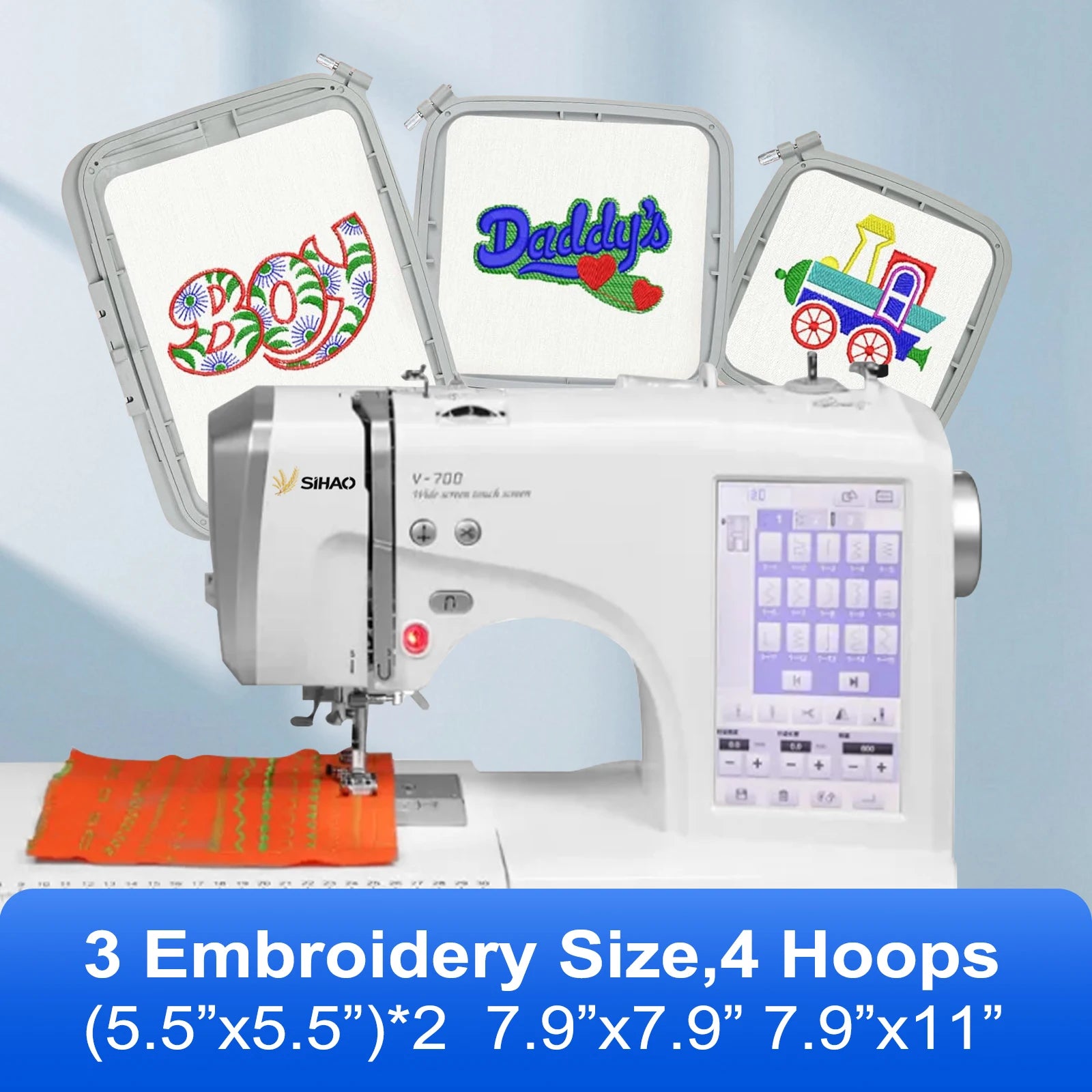SIHAO Embroidery Machine Home Commercial Automatic Computerized LOGO Letters MRSV700 Electric Sewing With Touch Screen
