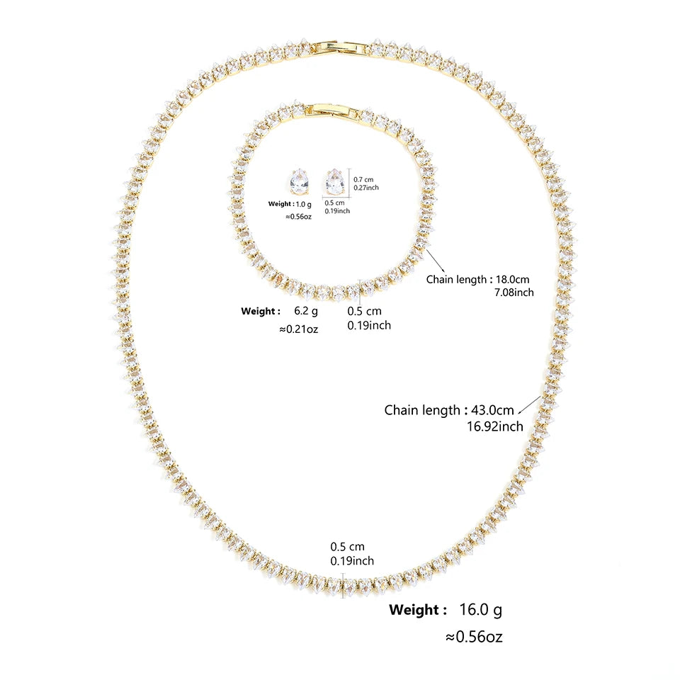 ZAKOL Splendido set di gioielli da sposa con collana e orecchini, con zirconi cubici rotondi trasparenti AAA, per feste, da donna