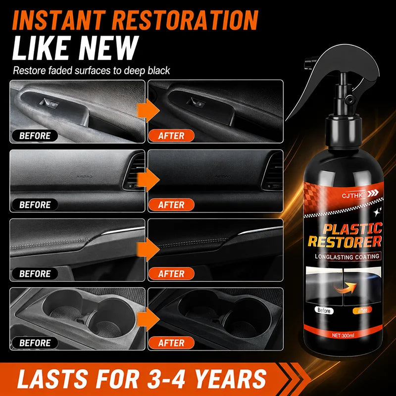 Car Plastic Restorer Leather Rubber Restore Back To Black Gloss Plastic Renovator Longlasting Coating Wax Polish Cleaning Liquid