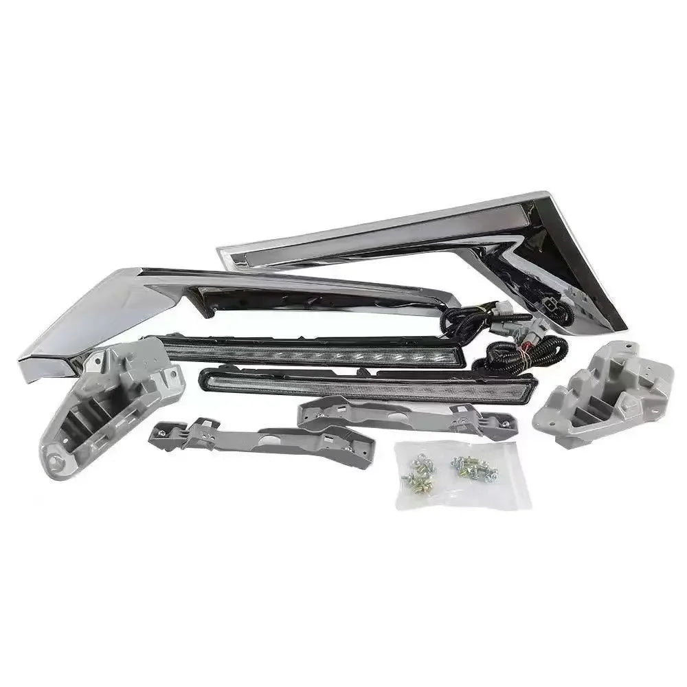 Car Front Grille Headlight Decoration DRL Daytime Running Light Dynamic Turn Signal for Toyota Land Cruiser LC200 2016-2021