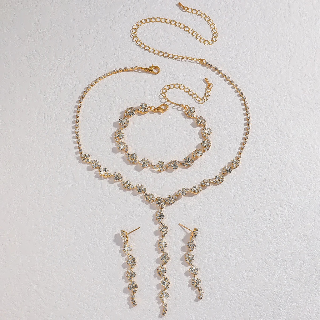 Set di gioielli da donna 4 pezzi con collana, orecchini e bracciale a fiore geometrico, per feste, matrimoni, regalo - 8073