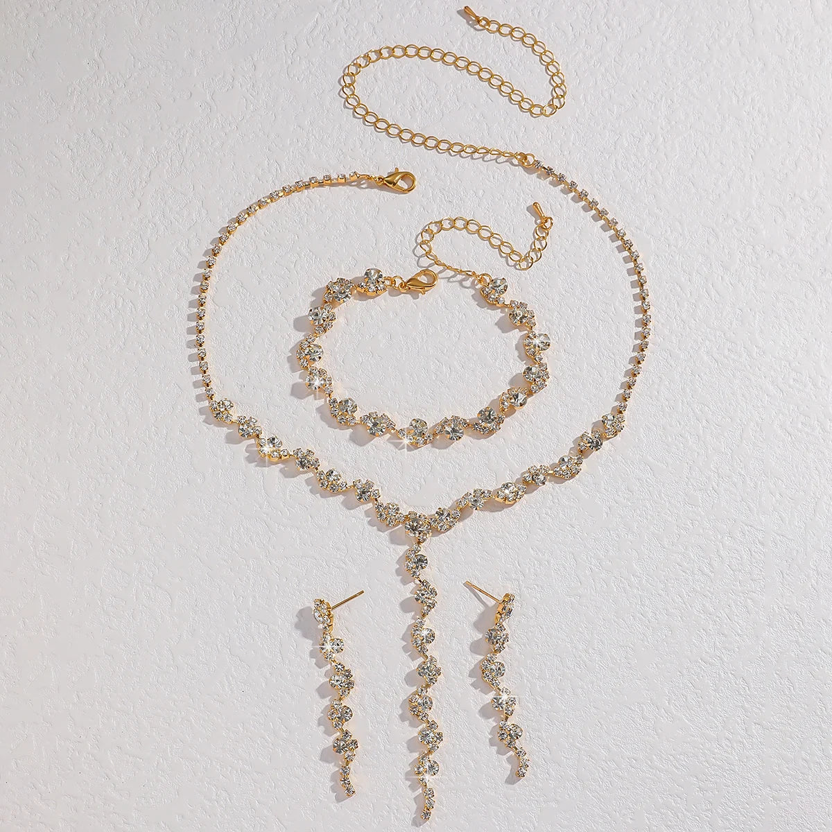 Set di gioielli da donna 4 pezzi con collana, orecchini e bracciale a fiore geometrico, per feste, matrimoni, regalo - 8073