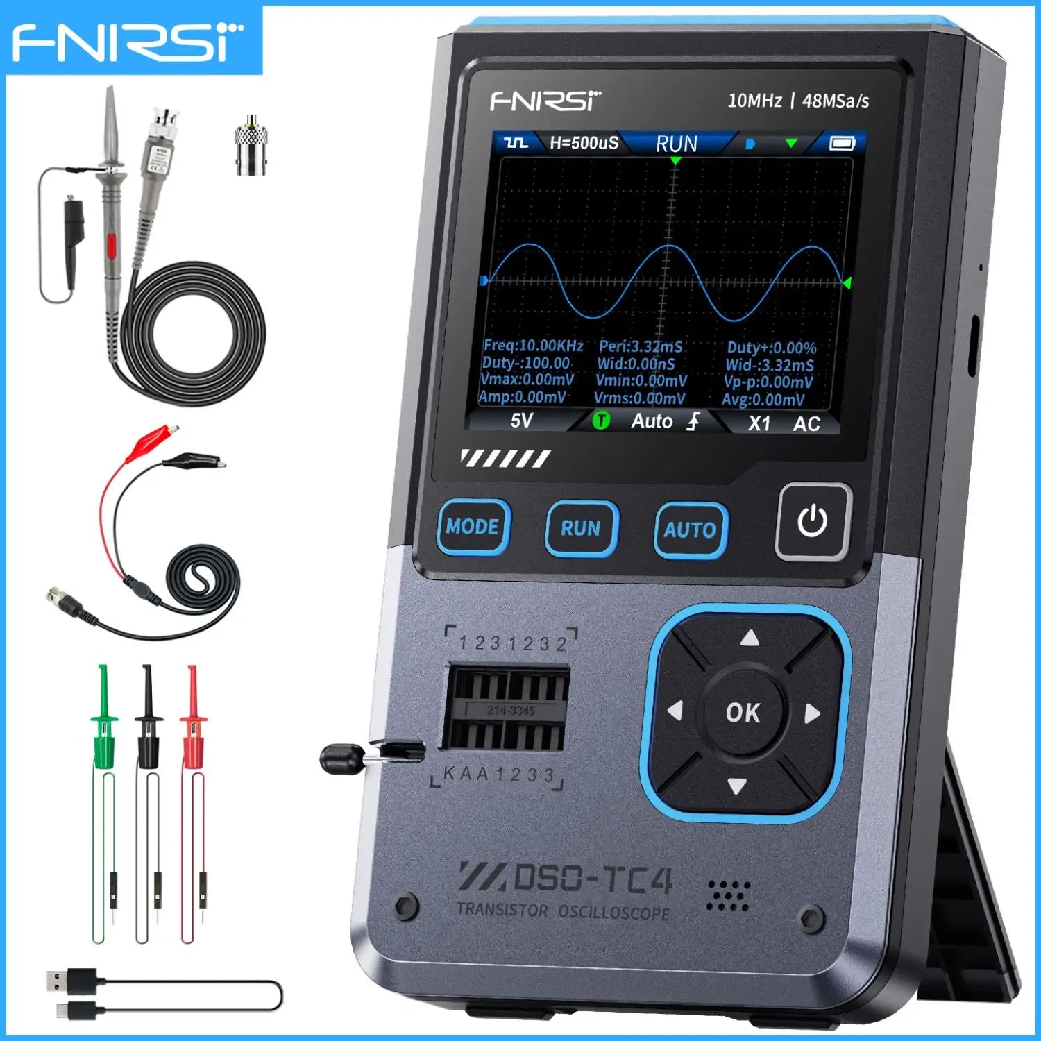 FNIRSI Nieuwe DSO-TC4 DSO-TC3 3-in-1 Handheld Digitale Oscilloscope Transistor Tester Signaalbron Draagbare Elektronische Tester Gereedschappen