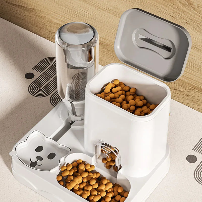 Voerbak Waterdispenser Kat Hond Automatisch Drinken Eten 2-in-1 Geïntegreerd Huisdieren Voer- en Waterstation Antislip
