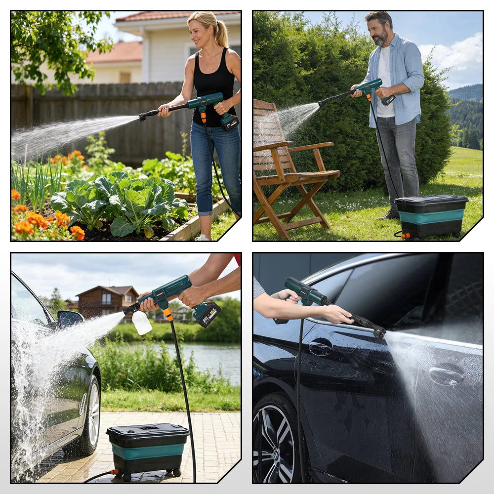 YOFIDRA 200Bar Brushless Electric High Pressure Washer 6-in-1 Car Washing Garden Water Gun For Makita 21V Battery Pin Spray Gun