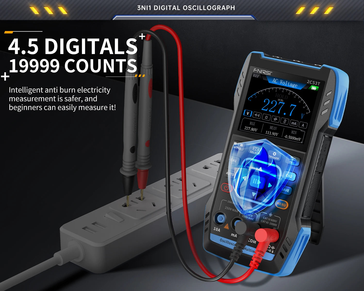 FNIRSI 2C23T 2C53T Upgrade 50MHz Handheld Digitaal Oscilloscoop Multimeter Signaalgenerator 3 in 1 Dual-channel Autogereedschap