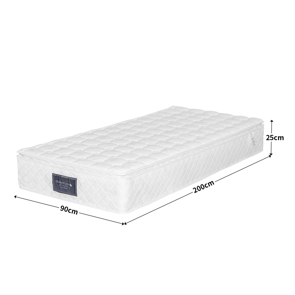 Comanlai Pocket Spring Mattress 90 x 200 cm 7 Zone Mattresses Height 25 cm Ergonomic Spring Mattress Hardness H3 Mattress White